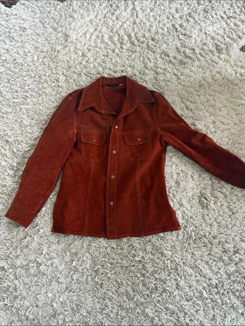 Vintage Rust Suede Button-Front Jacket